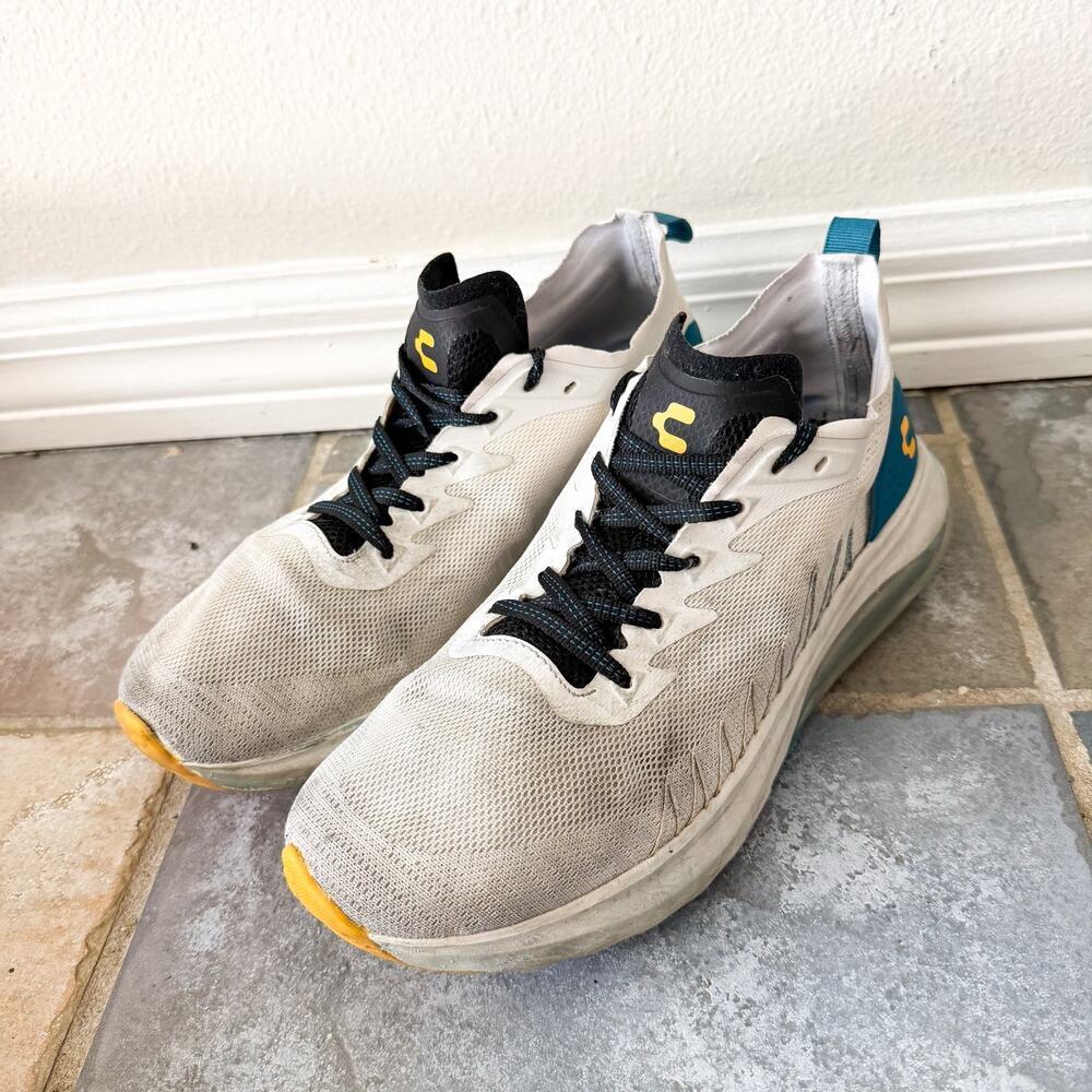 Charly Running Shoes Mens 9.5 White Teal Athletic Sneakers Lightweight